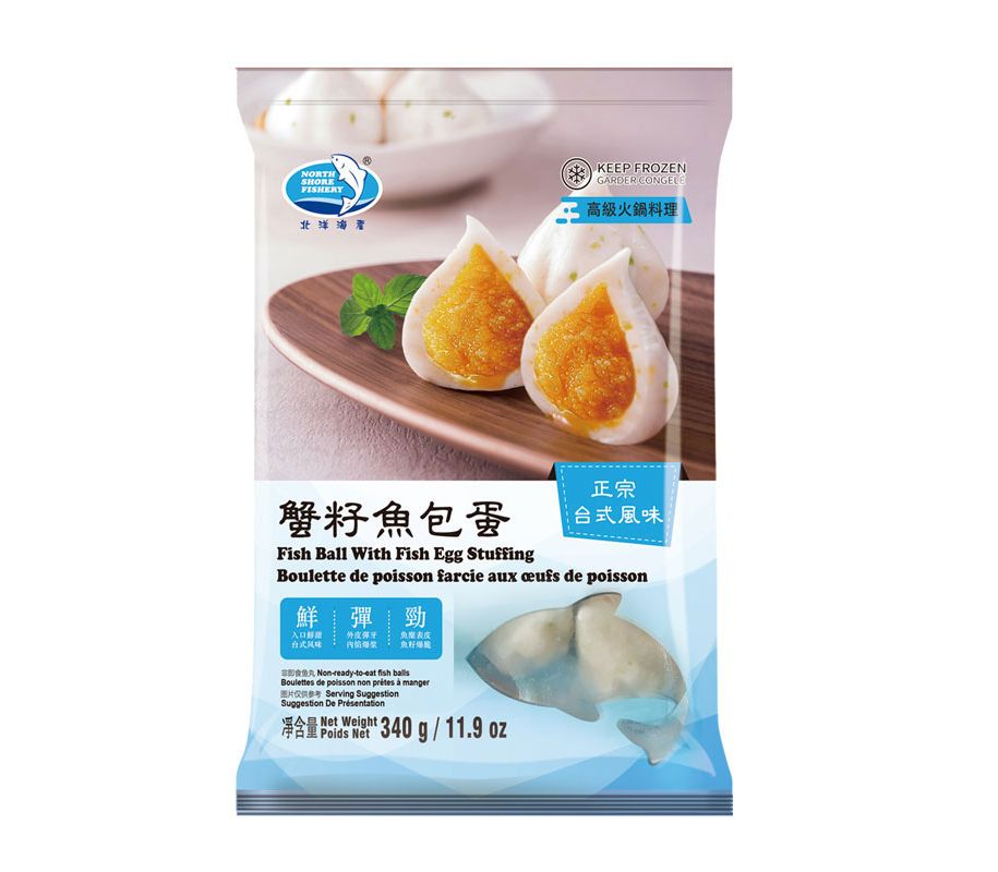 NSF-Fish Ball With Fish Egg Stuffing/北洋海产蟹籽鱼包蛋 /340g*24